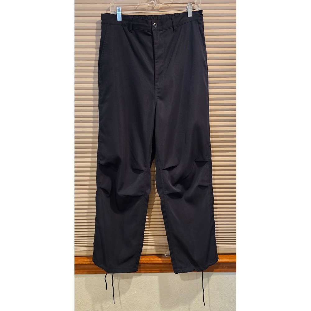 Beams Japan Mens XL Black Cotton Articulated Knee Drawstring Hem Cargo Pants